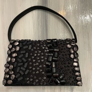 Chic Black Beaded Women's Clutch